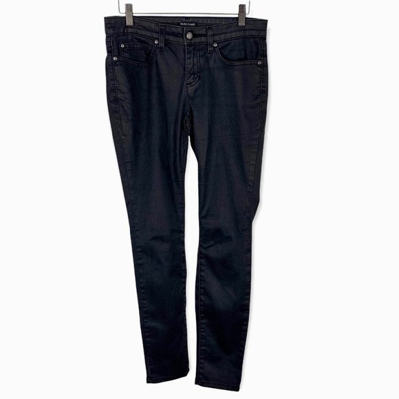 Eileen Fisher Black Organic Cotton Waxed Skinny Jeans Medium